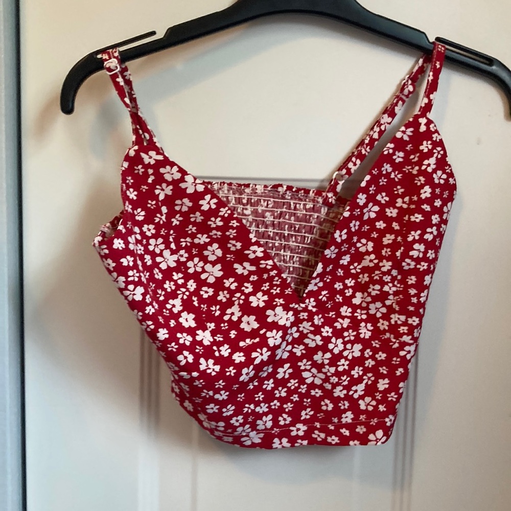 romwe red and white tank top